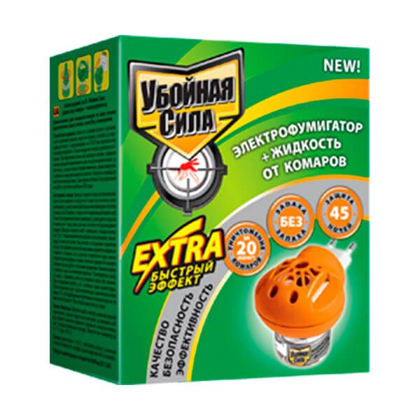 Фумигатор Убойная сила Extra с жидкостью против комаров 45 ночей